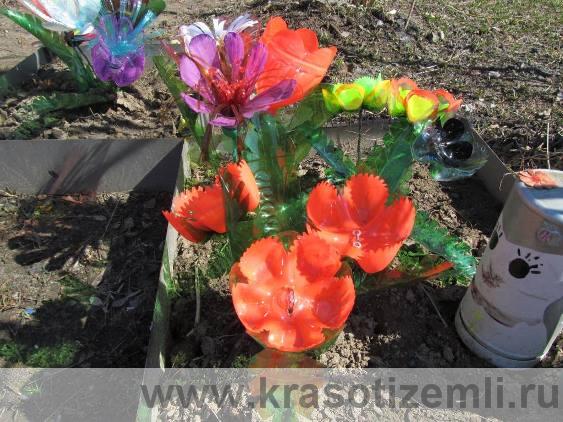 цветы из пластиковых бутылок своими руками